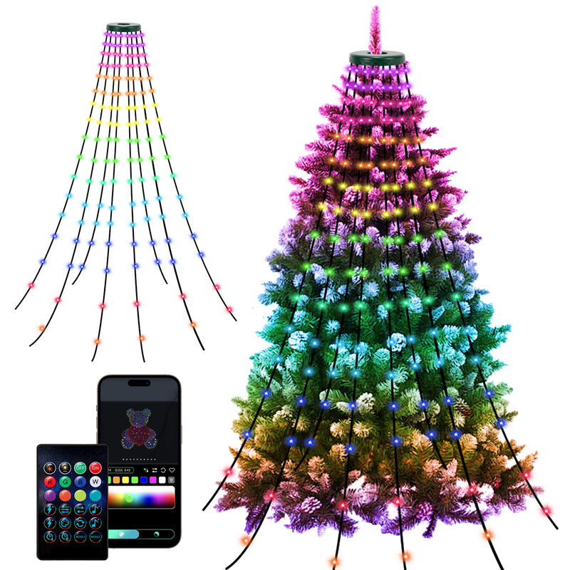 Sonnewelt Christbaumbeleuchtung mit APP-Kontrolle 160 LEDs IP67