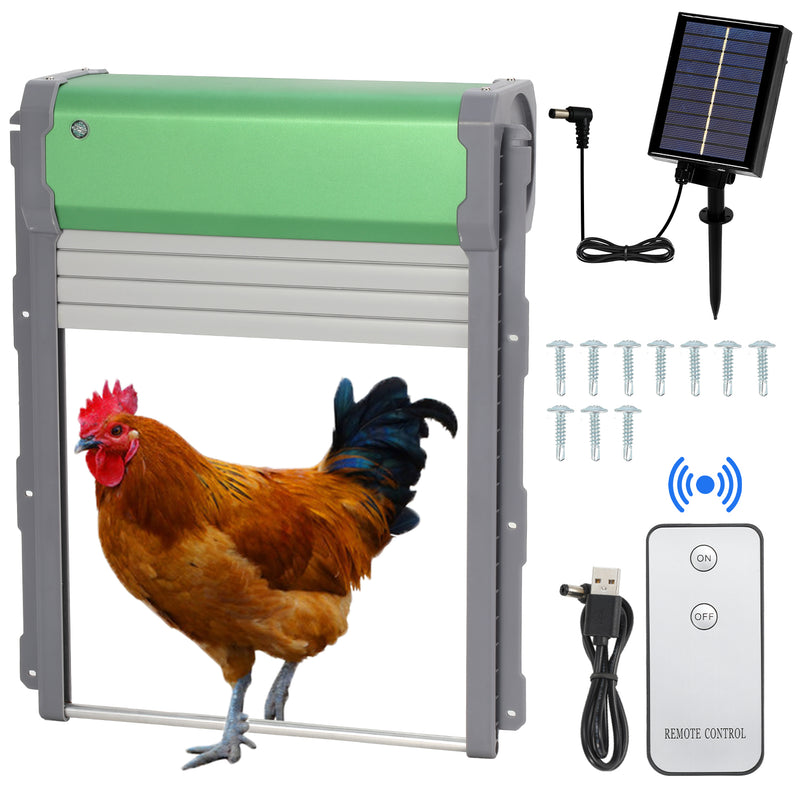 Sonnewelt Automatische Hühnerklappe Solar Rolltor mit Lichtsensor und Zeitsteuerung