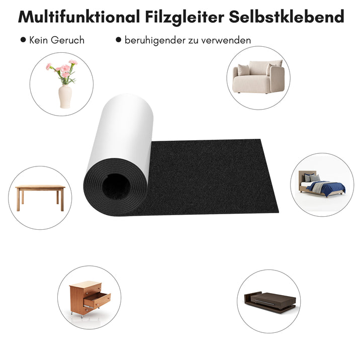 Sonnewelt Filz selbstklebend für DIY Schwarz/Grau