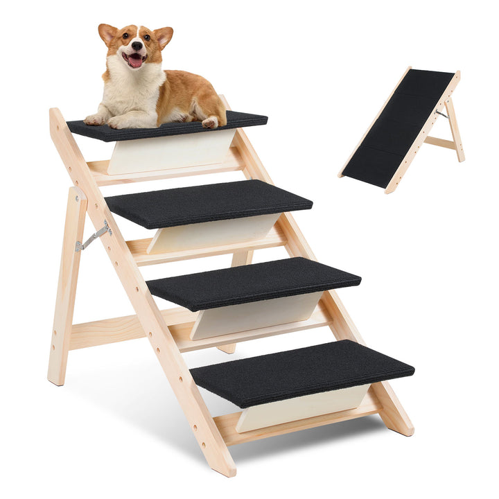 Sonnewelt Hundetreppe 2 in 1 Hunderampe Klappbare 4-Stufig Belastung 80kg