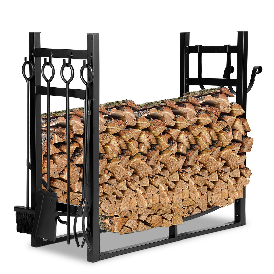 Sonnewelt Kaminofenregal mit 4 Kaminwerkzeug