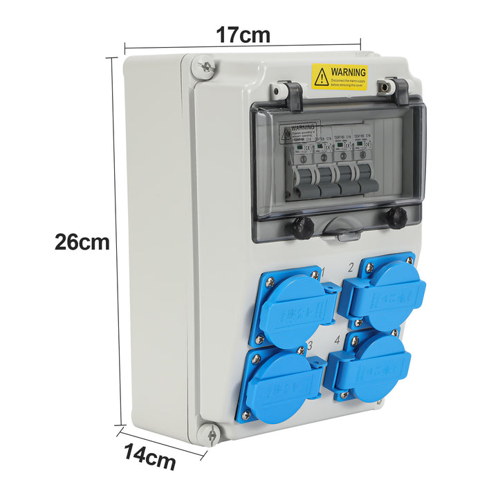 Sonnewelt Wandverteiler mit 4xSchuko-Steckdose16A 250V, 4xCEE Steckdosen 16A 1P