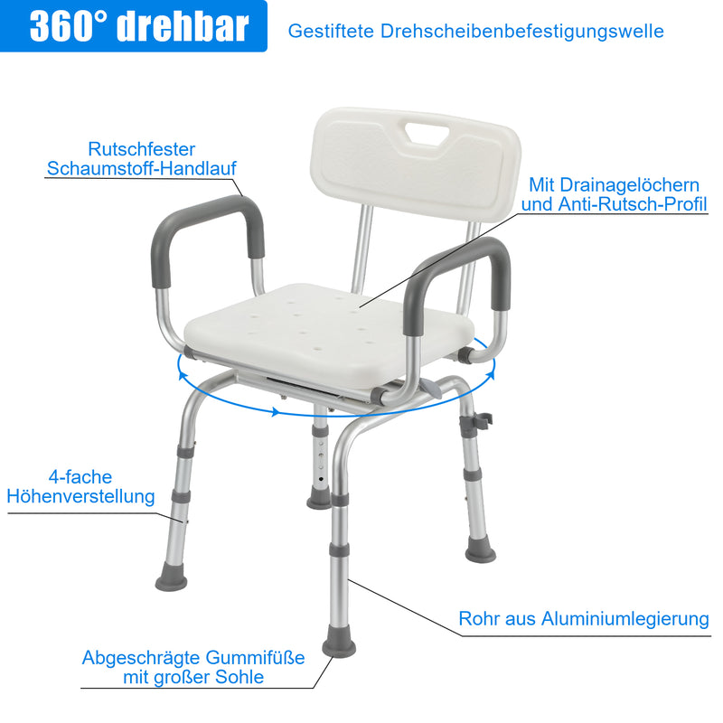 Sonnewelt Duschstuhl Duschsitz 360°Drehbarer