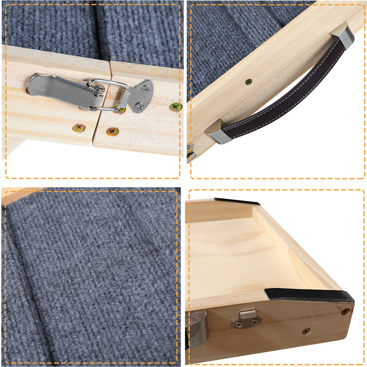Sonnewelt Faltbare Hunderampe aus Holz Haustierrampe 4 Stufen