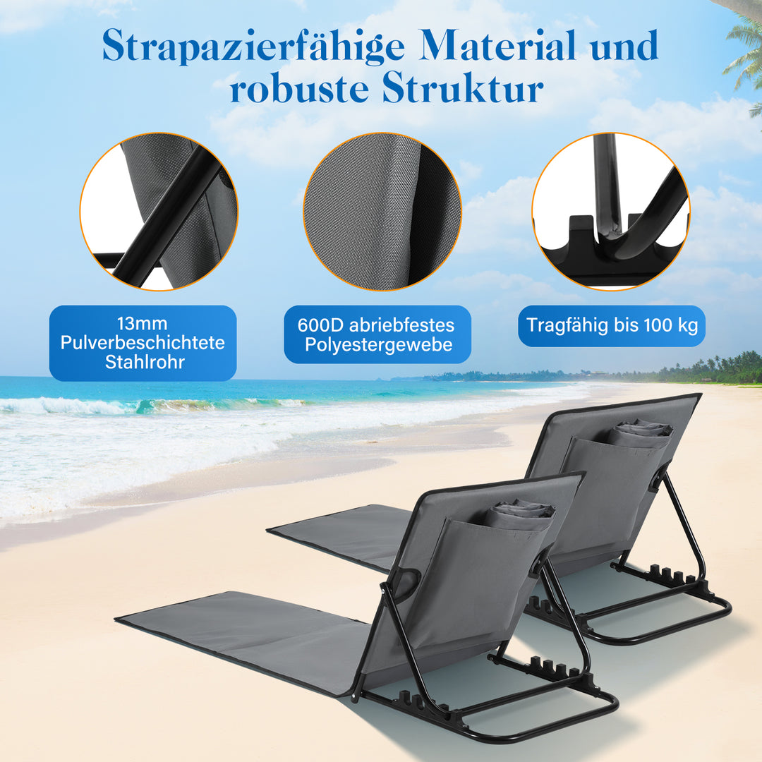 Sonnewelt Beach Loungers Portable Beach Mat with Adjustable 5-Level Height