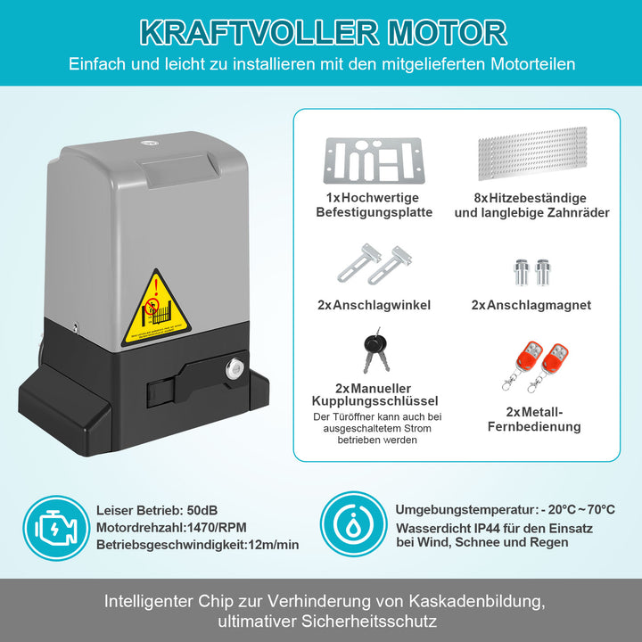 Sonnewelt Schiebetorantrieb Garagentorantrieb mit App-Steuerung 370W/550W