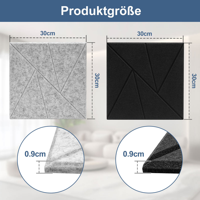 Sonnewelt Akustikplatten Wandpaneele Selbstklebend 12/18 Stück Quadratisch Dreieck
