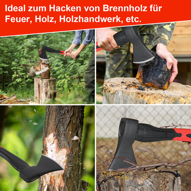 Sonnewelt Spaltbeil Gartenaxt mit Handschuh 600g/800g/1000g