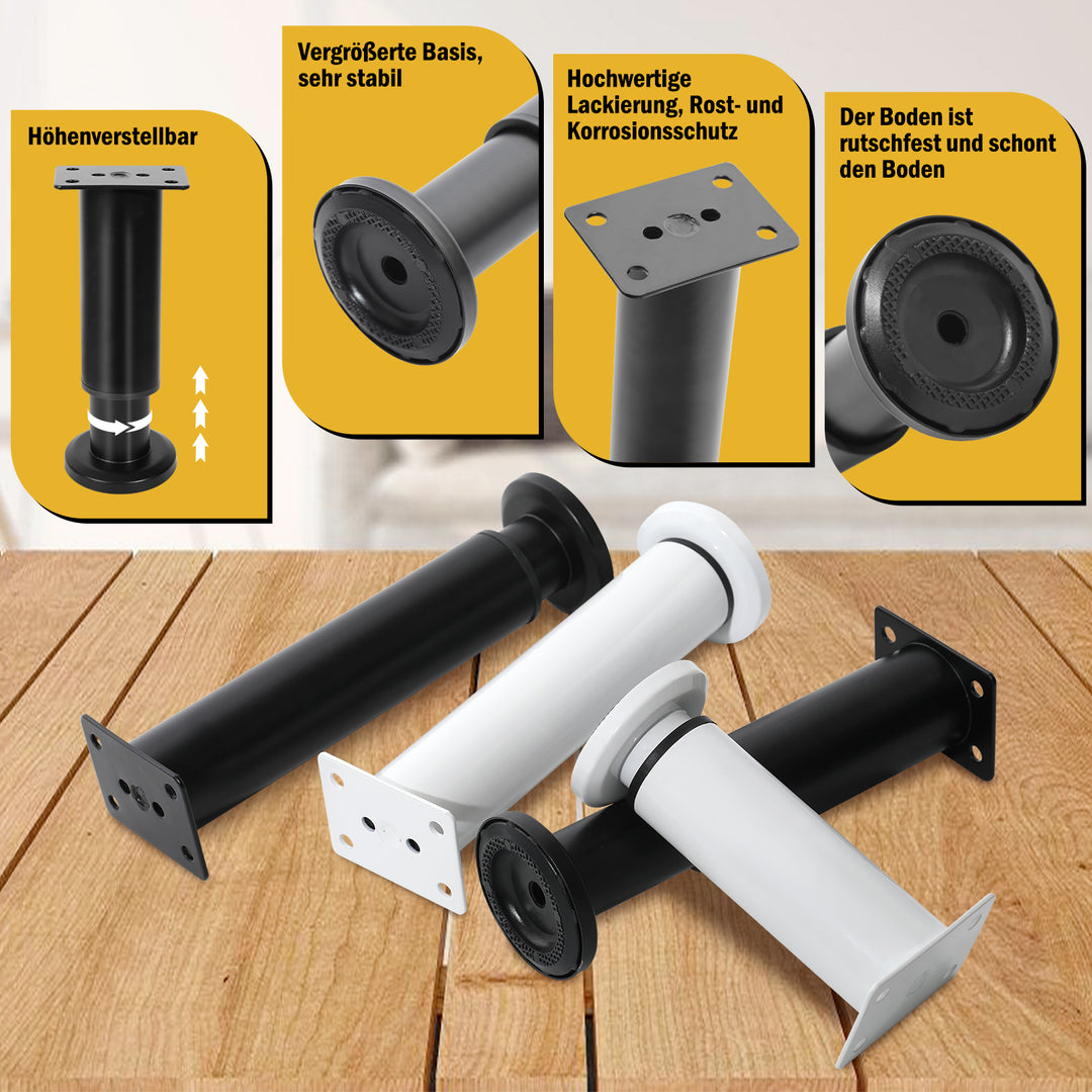 Sonnewelt set of 4 furniture feet, height adjustable 12-18cm/18-30cm