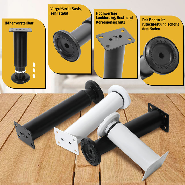 Sonnewelt set of 4 furniture feet, height adjustable 12-18cm/18-30cm