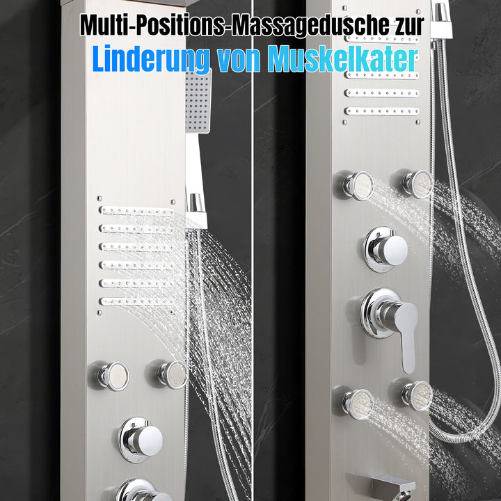 Sonnewelt Duschpaneel Wandduschpaneel 5 Funktionen Edelstahl Silber