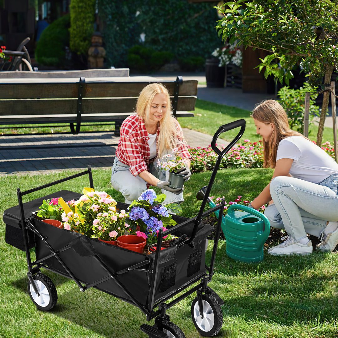 Sonnewelt Handcart Transport Cart with Roof Foldable 80kg Load Capacity