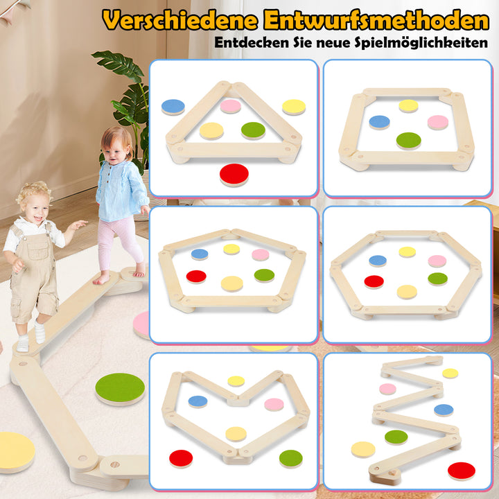 Sonnewelt wooden balance beam with 6 balancing stones for children