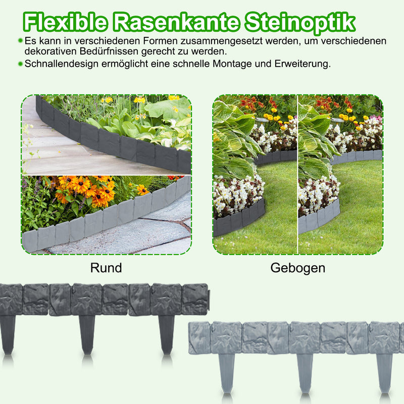 Sonnewelt Rasenkante Kunststoff Steinoptik