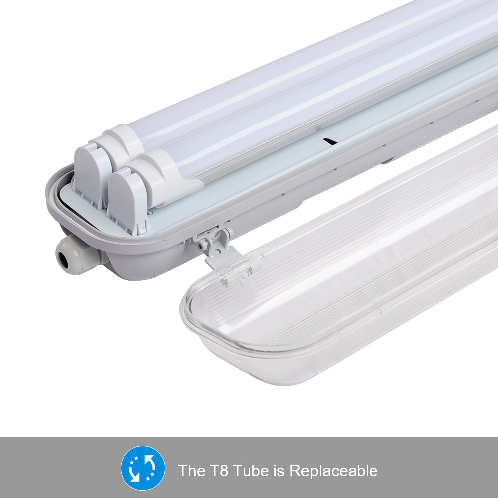 Sonnewelt LED Feuchtraumleuchte Doppelt T8 Neutralweiß 18W/24W