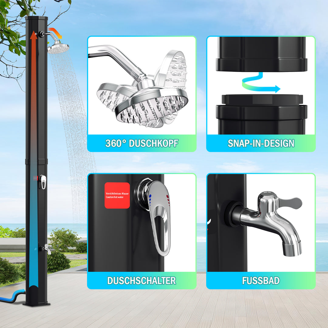 Sonnewelt Solar Shower 35L Solar Shower Garden Shower Including Protective Cover