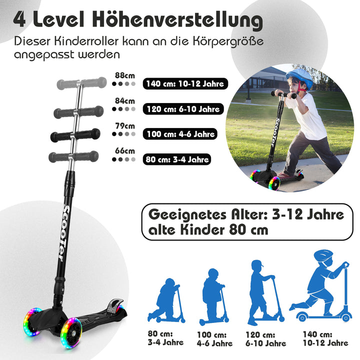 Sonnewelt Children's Scooter Foldable with LED Luminous Wheels