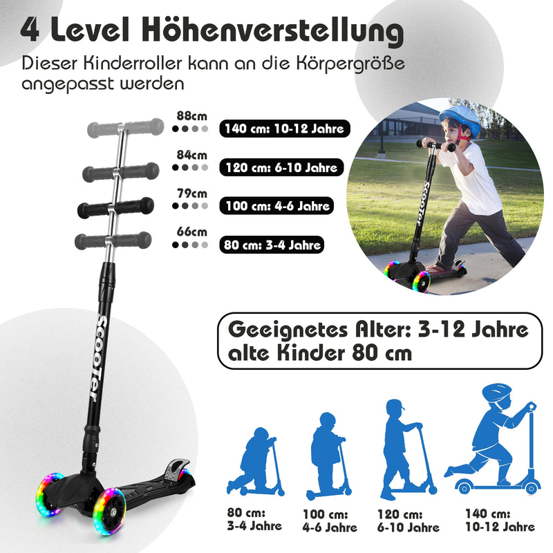 Sonnewelt Kinderroller Faltbar mit LED Leuchtenden Räder