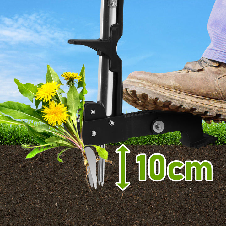 Sonnewelt Unkrautstecher Löwenzahnstecher mit Stiel,Auswerfer und Fußpedal