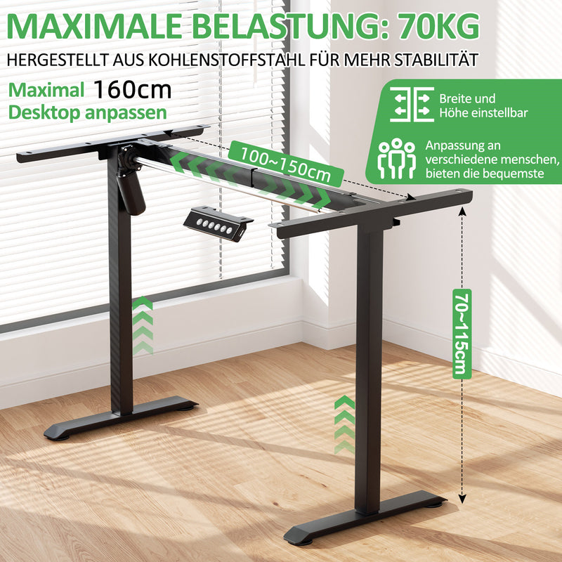 Sonnewelt Höhenverstellbarer Schreibtisch Elektrisch Tischgestell bis 70kg belastbar