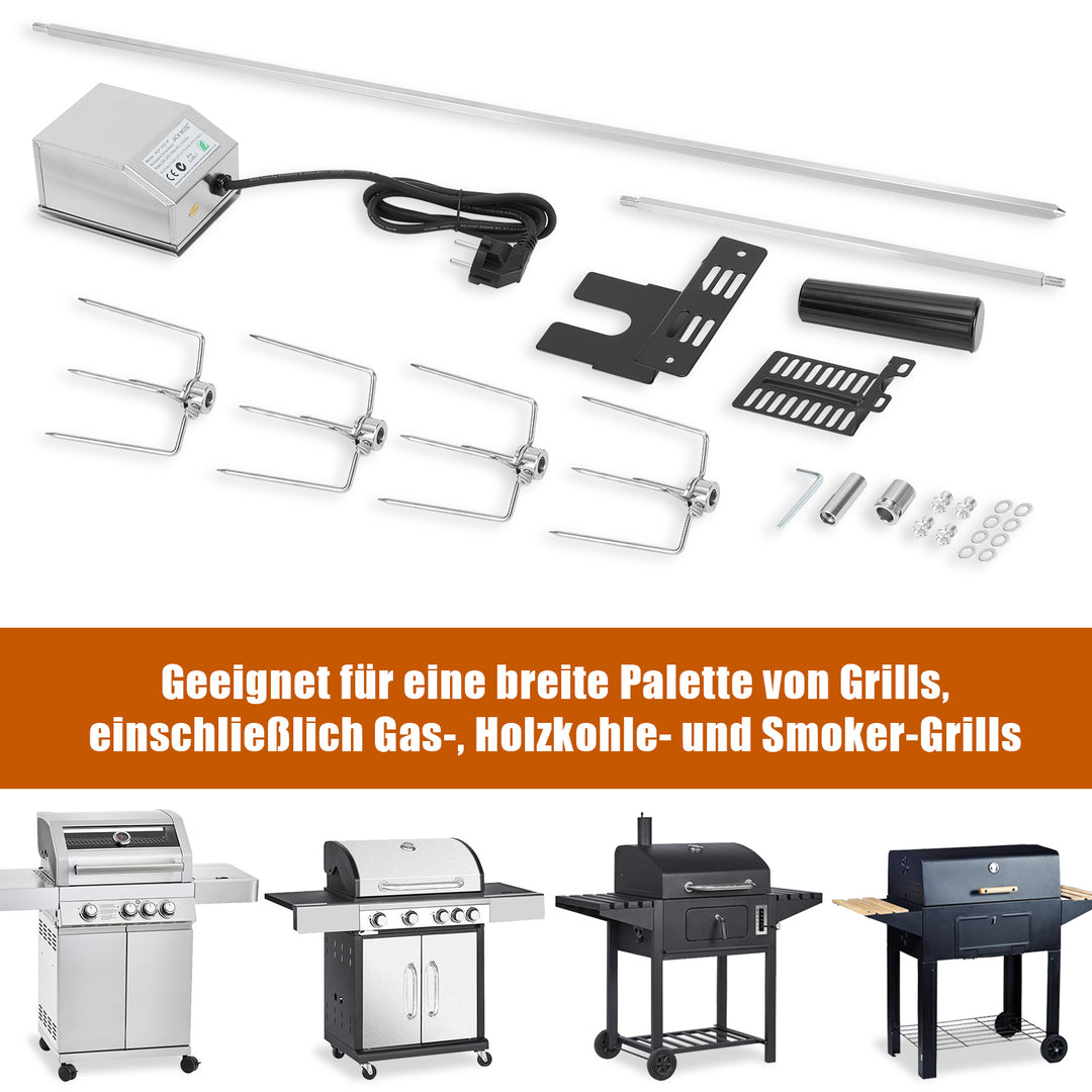 Sonnewelt BBQ Grill Skewer Stainless Steel Motor 4x Meat Needle