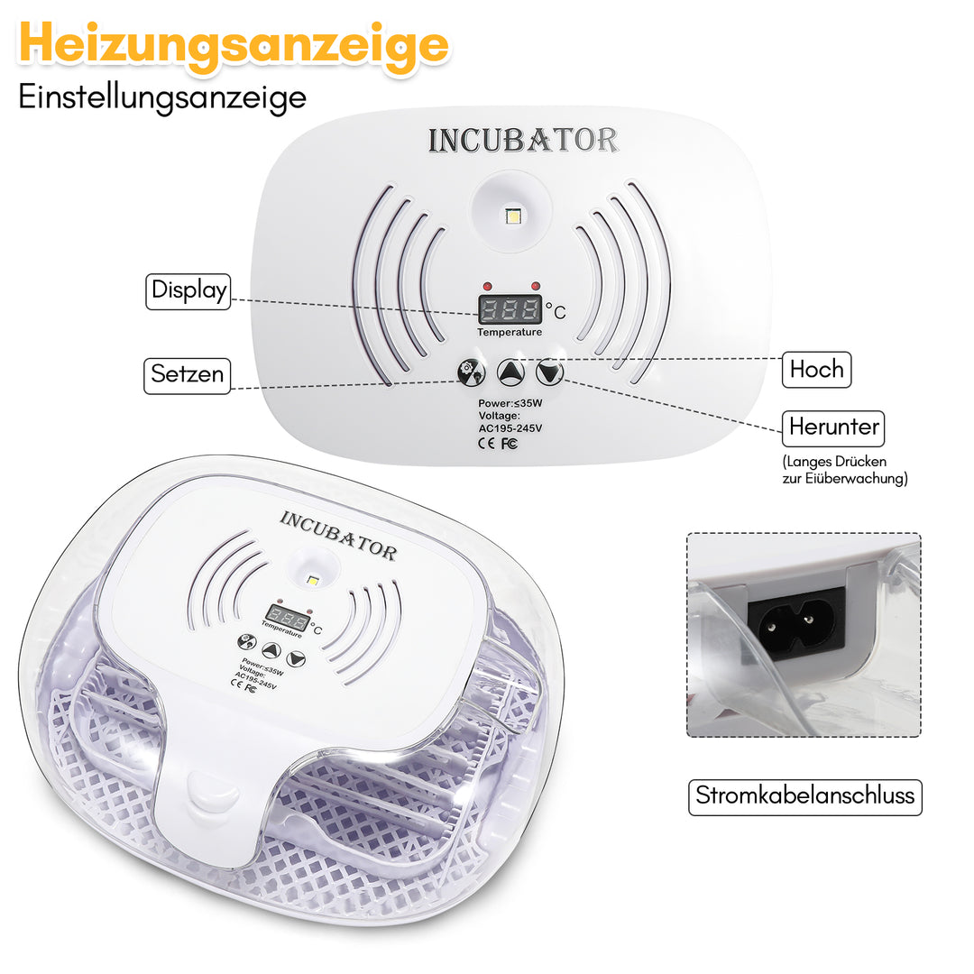 Sonnewelt Brutautomat Vollautomatisch Inkubator für Hühner 16 Eier