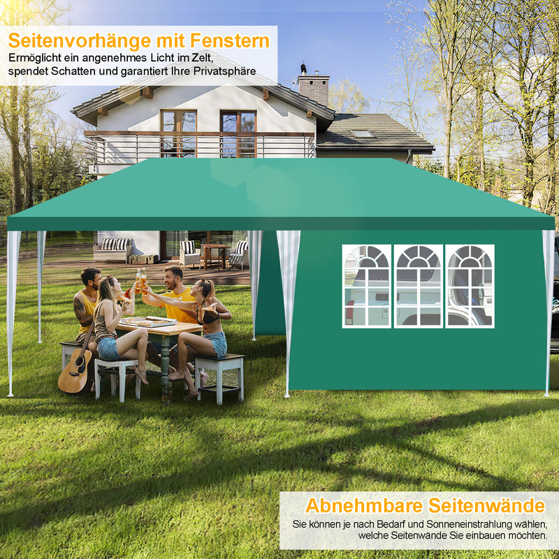 Sonnewelt Pavillon 3x6m Partyzelt Wasserdicht mit Seitenteilen