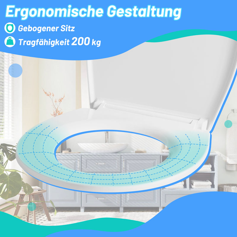 Sonnewelt Toilettendeckel WC Sitz mit Absenkautomatik O-Form