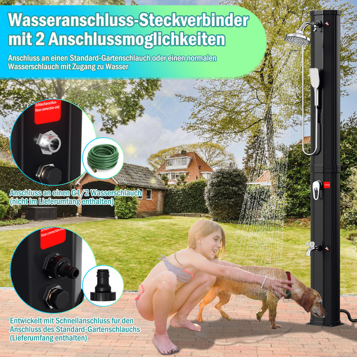 Sonnewelt 60L Solar Shower Garden Shower Incl. Protective Cover and Hand Shower