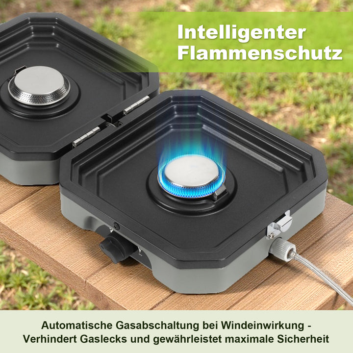 Sonnewelt Campingkocher 2-in-1 Gascampingherd Faltbarer