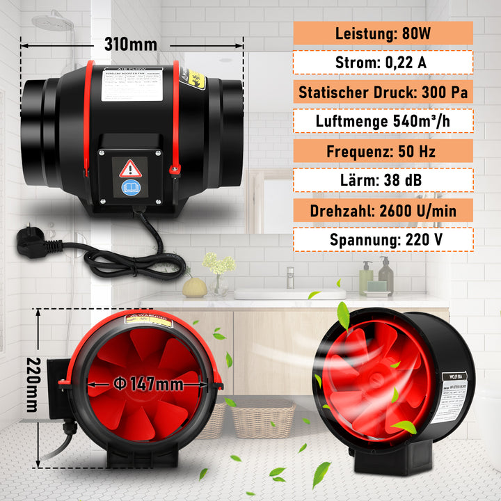 Sonnewelt smoke extractor duct fan with remote control 100mm/150mm