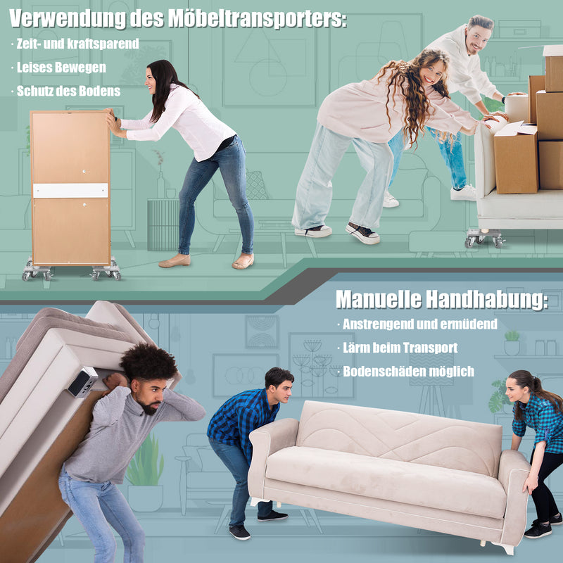 Sonnewelt Möbelroller Transportroller 5 Räder Max 600KG