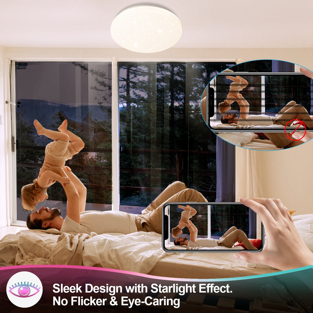 Sonnewelt 24W LED Deckenleuchte RGB mit Sternenhimmel-Effekt