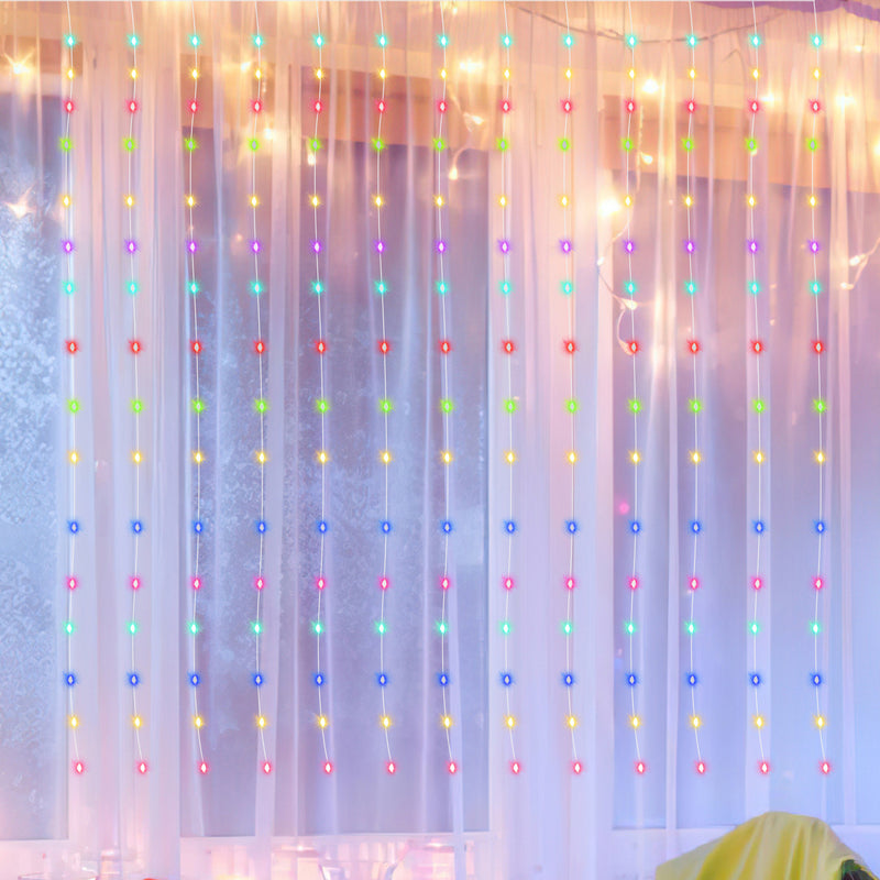 Sonnewelt LED Lichtervorhang 3x3m/3x6m Warmweiß/Farbe