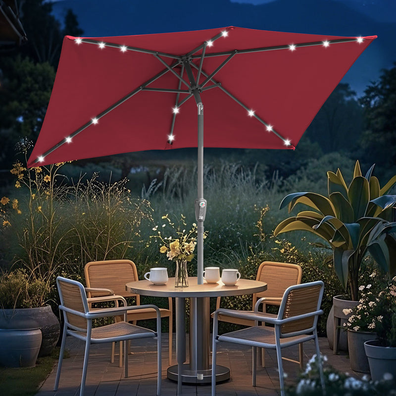 Sonnewelt Sonnenschirm 210x140 / 300x200cm Rechteckig mit LED Solar