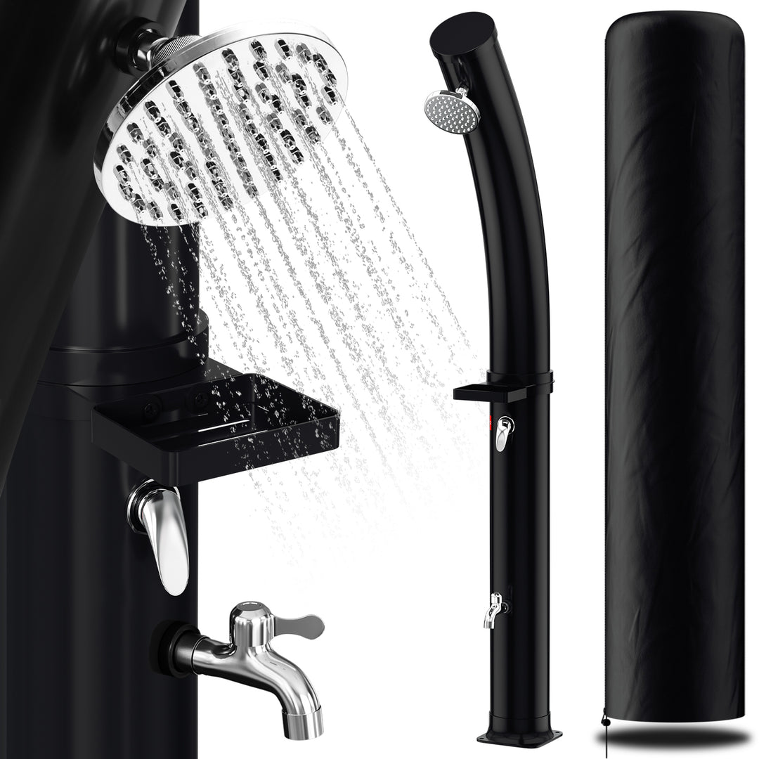 Sonnewelt 35L Solardusche Curve mit Regenduschkopf und Schutzhaube