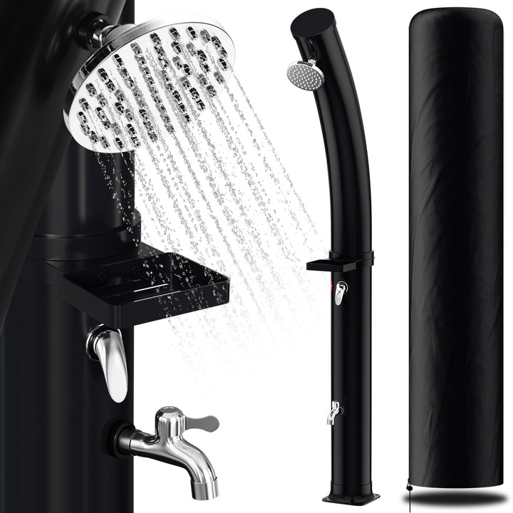 Sonnewelt 35L Solardusche Curve mit Regenduschkopf und Schutzhaube