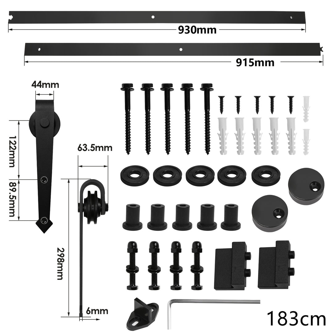 Sonnewelt Schiebetürbeschlag Set Schiebetürsystem 152cm/183cm/200cm/244cm/363cm