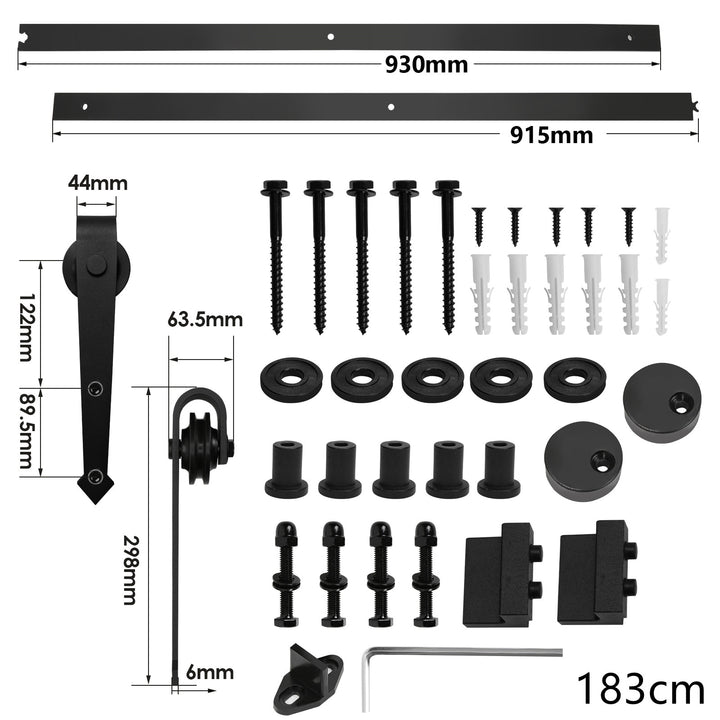 Sonnewelt Schiebetürbeschlag Set Schiebetürsystem 152cm/183cm/200cm/244cm/363cm