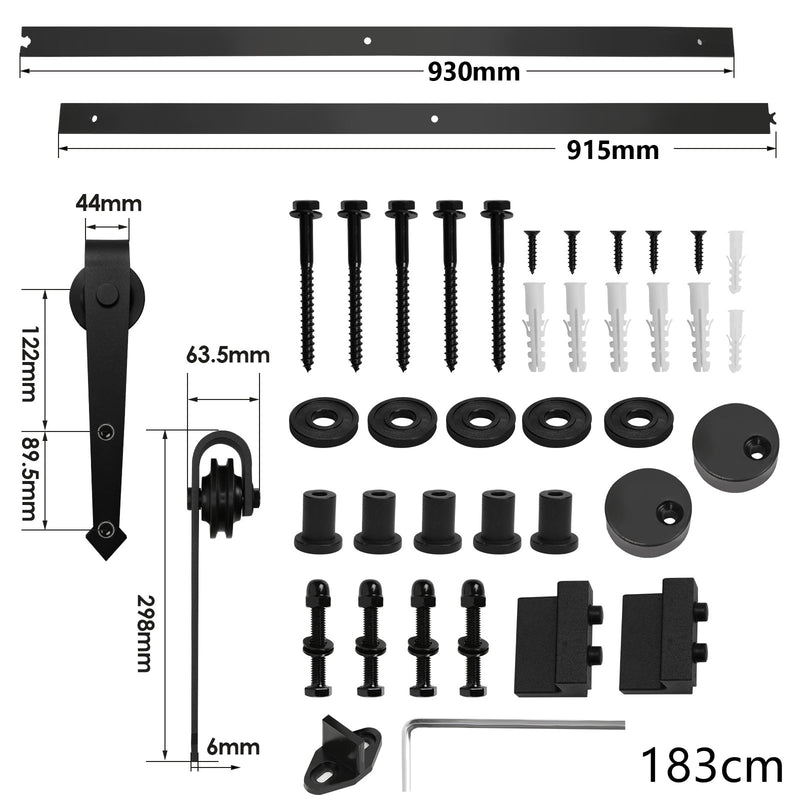 Sonnewelt Schiebetürbeschlag Set Schiebetürsystem 152cm/183cm/200cm/244cm/363cm