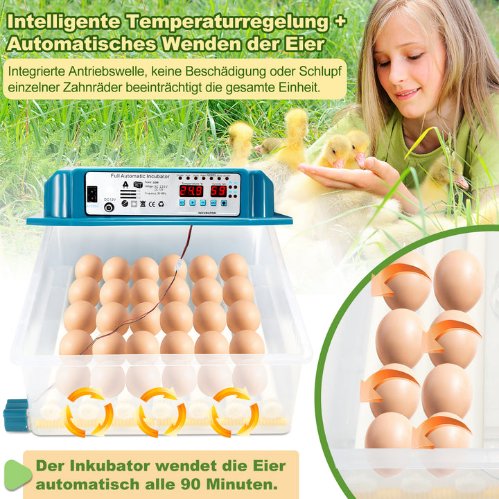 Sonnewelt Brutautomat Vollautomatisch Inkubator für Hühner 36 Eier