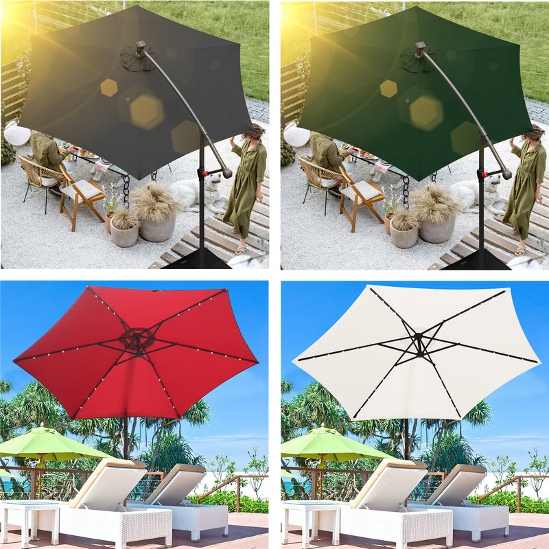 Sonnewelt Ampelschirm 3m/3.5m mit Solar LED
