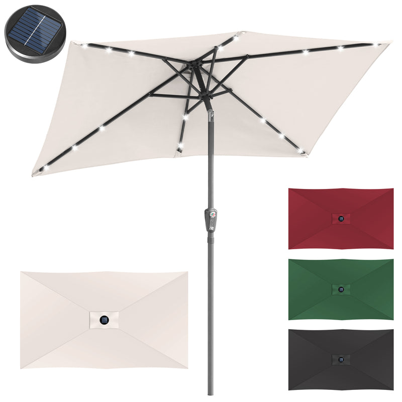 Sonnewelt Sonnenschirm 210x140 / 300x200cm Rechteckig mit LED Solar