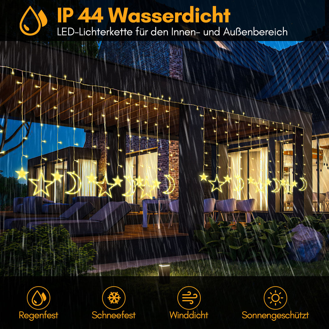 Sonnewelt LED Sterne Weihnachtsbeleuchtung Lichtervorhang 3,5M