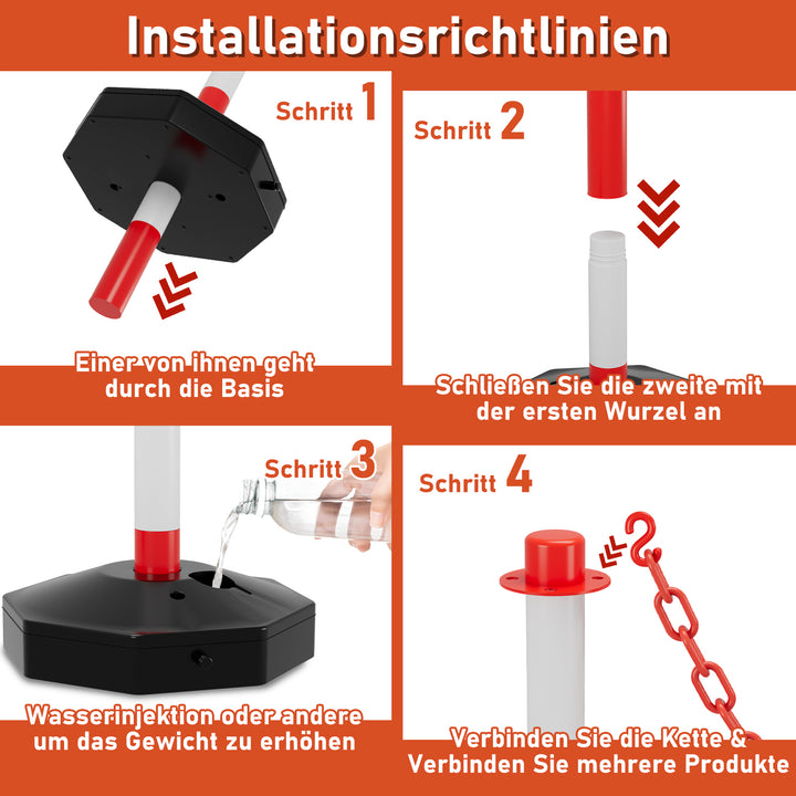 Sonnewelt 2X Absperrpfosten Kettenpfosten Kunststoff 1,4 m