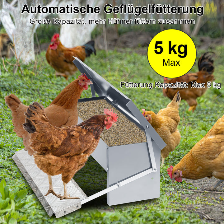 Sonnewelt Futterautomat für hühner Fußpedal selbstöffnender 5kg