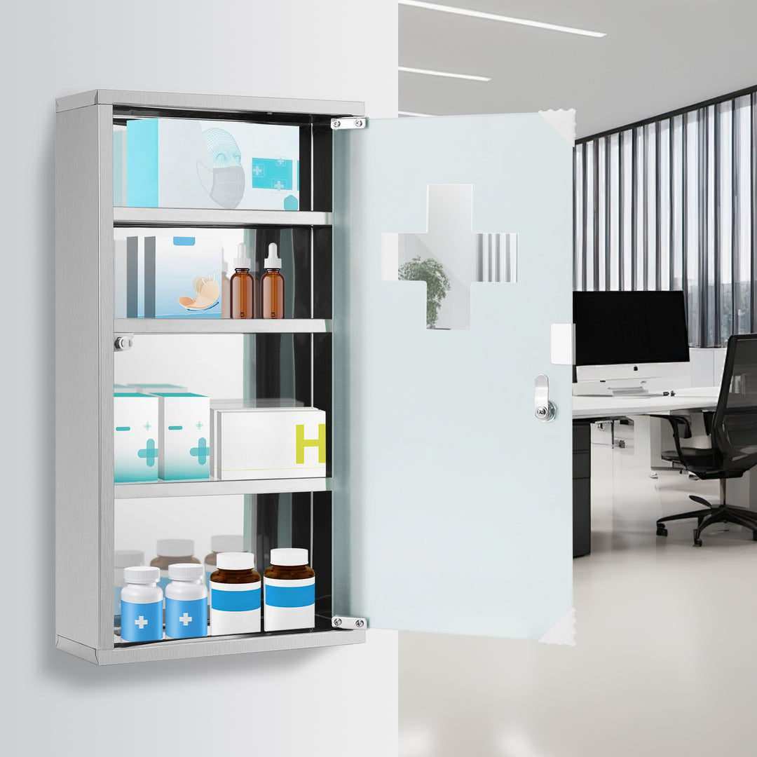 Sonnewelt Medizinschrank für Zuhause aus Edelstahl 30x30x12cm/57x30x12cm