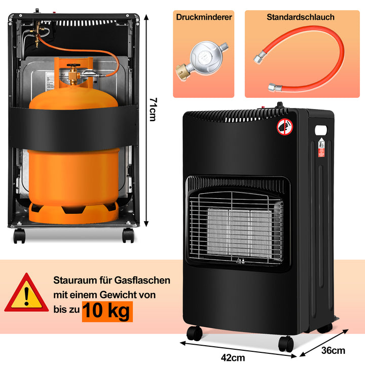 Sonnewelt Gasheizofen Gasheizer Keramik 4,2 KW mit Gasdruckregler