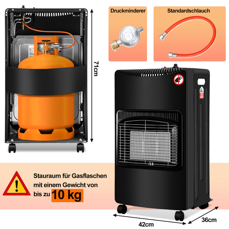 Sonnewelt Gasheizofen Gasheizer Keramik 4,2 KW mit Gasdruckregler