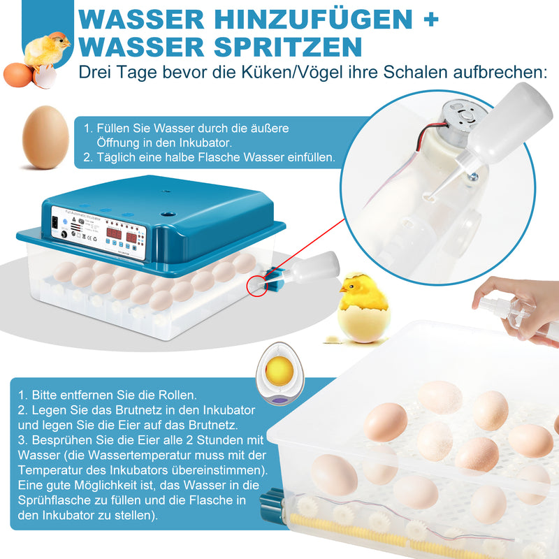 Sonnewelt Brutautomat Vollautomatisch Inkubator für Hühner 36 Eier